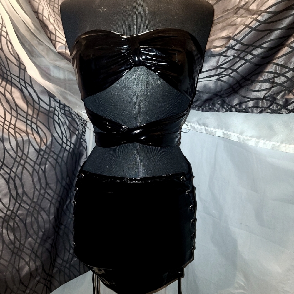 🔥 Two Piece Leather Outfit for clubbing /Costume for any party occasion